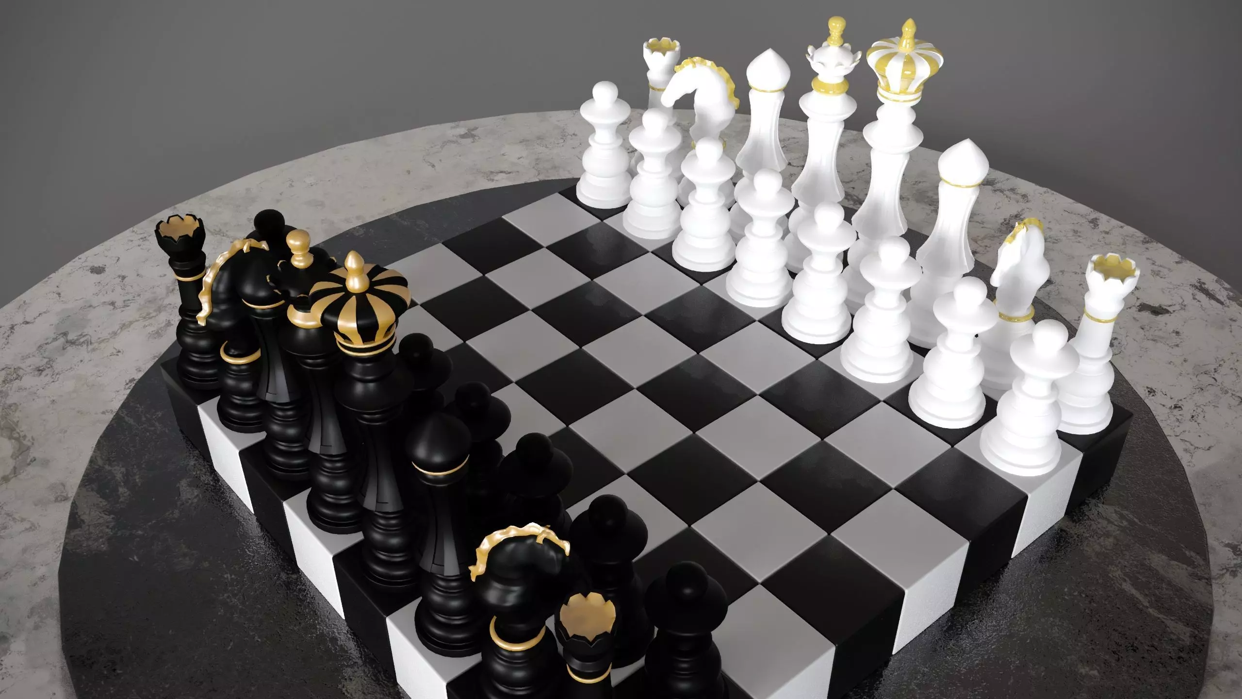 Printable set of original chess 3D print model_0