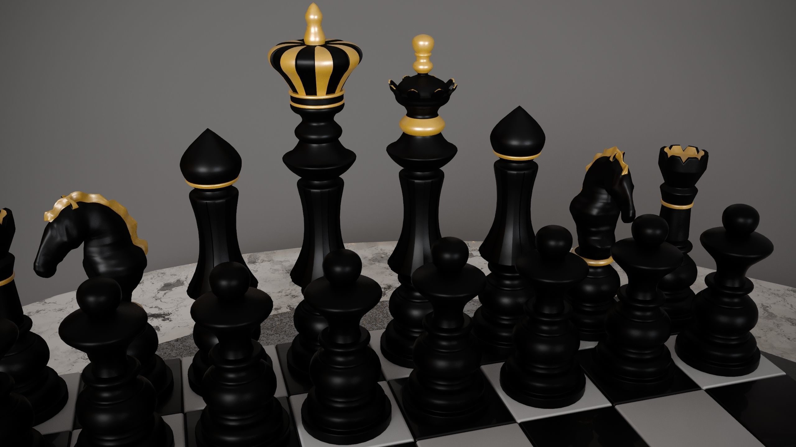 Printable set of original chess 3D print model_4