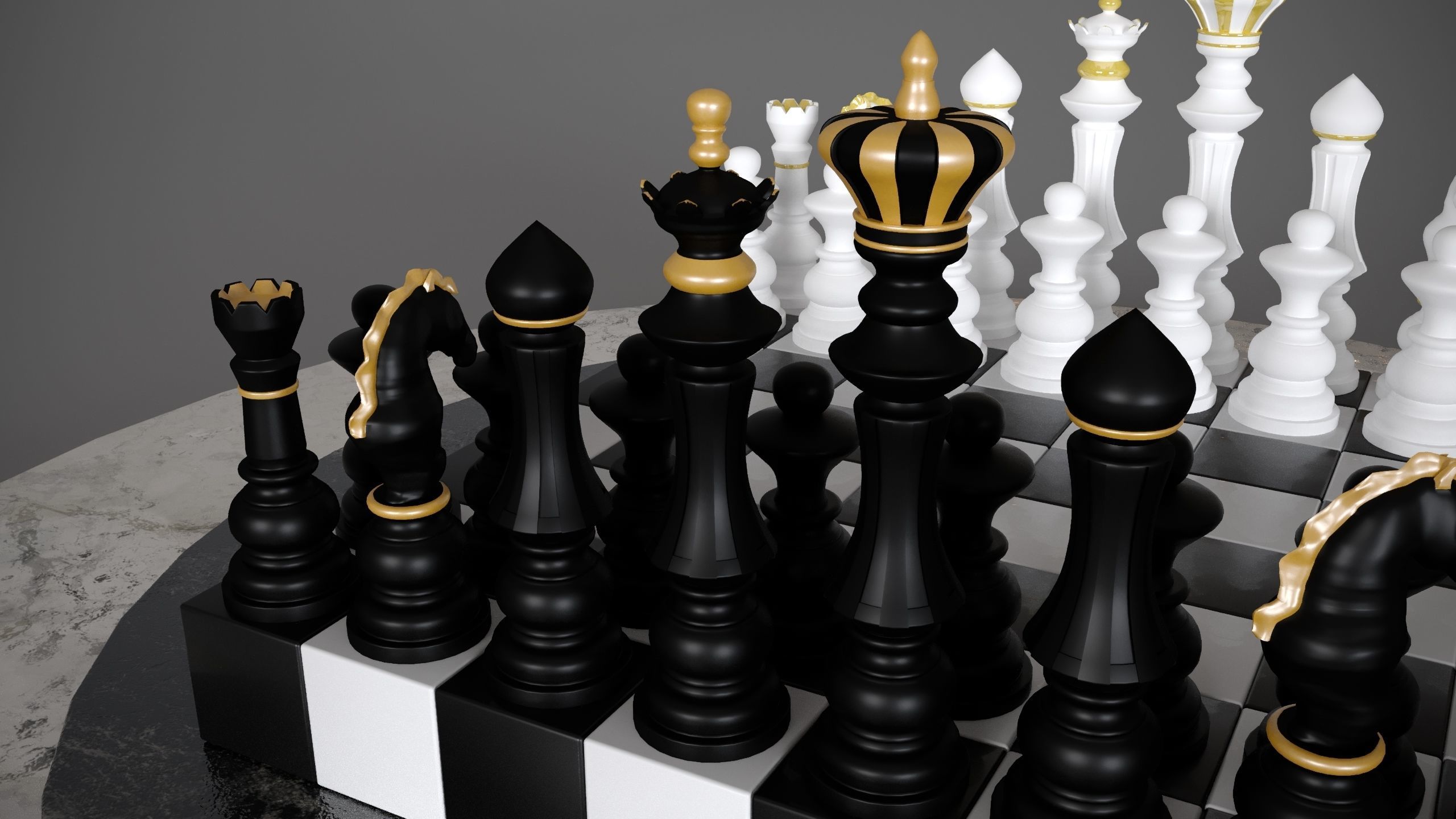Printable set of original chess 3D print model_2