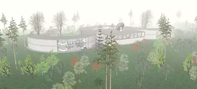 3D design of a research center in the mountains