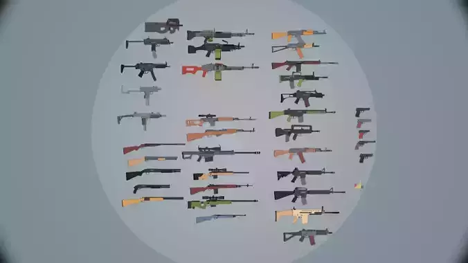 LOW POLY BIG GUN PACK Low-poly 3D model