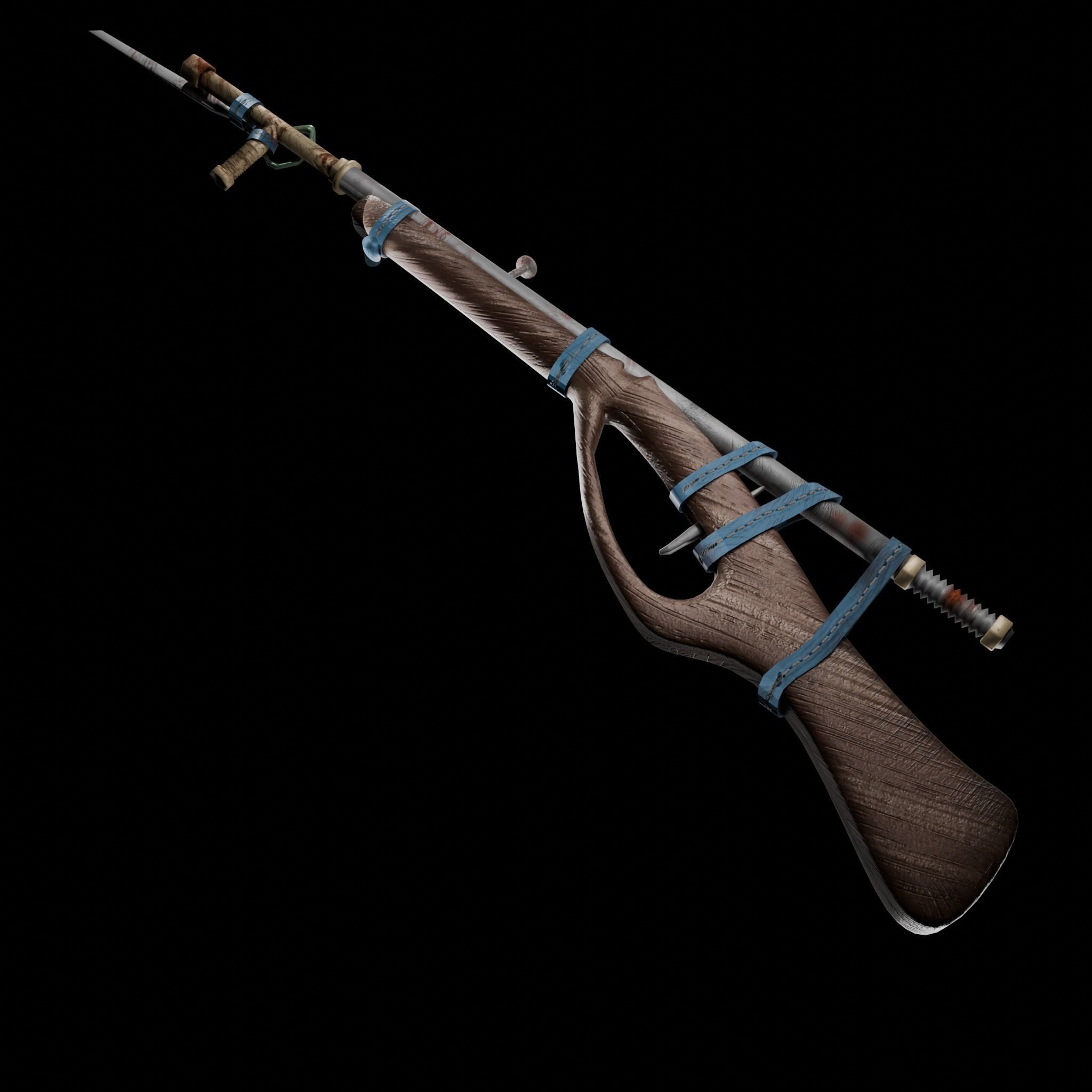 Rust Handmade Rifle Low-poly 3D model_3