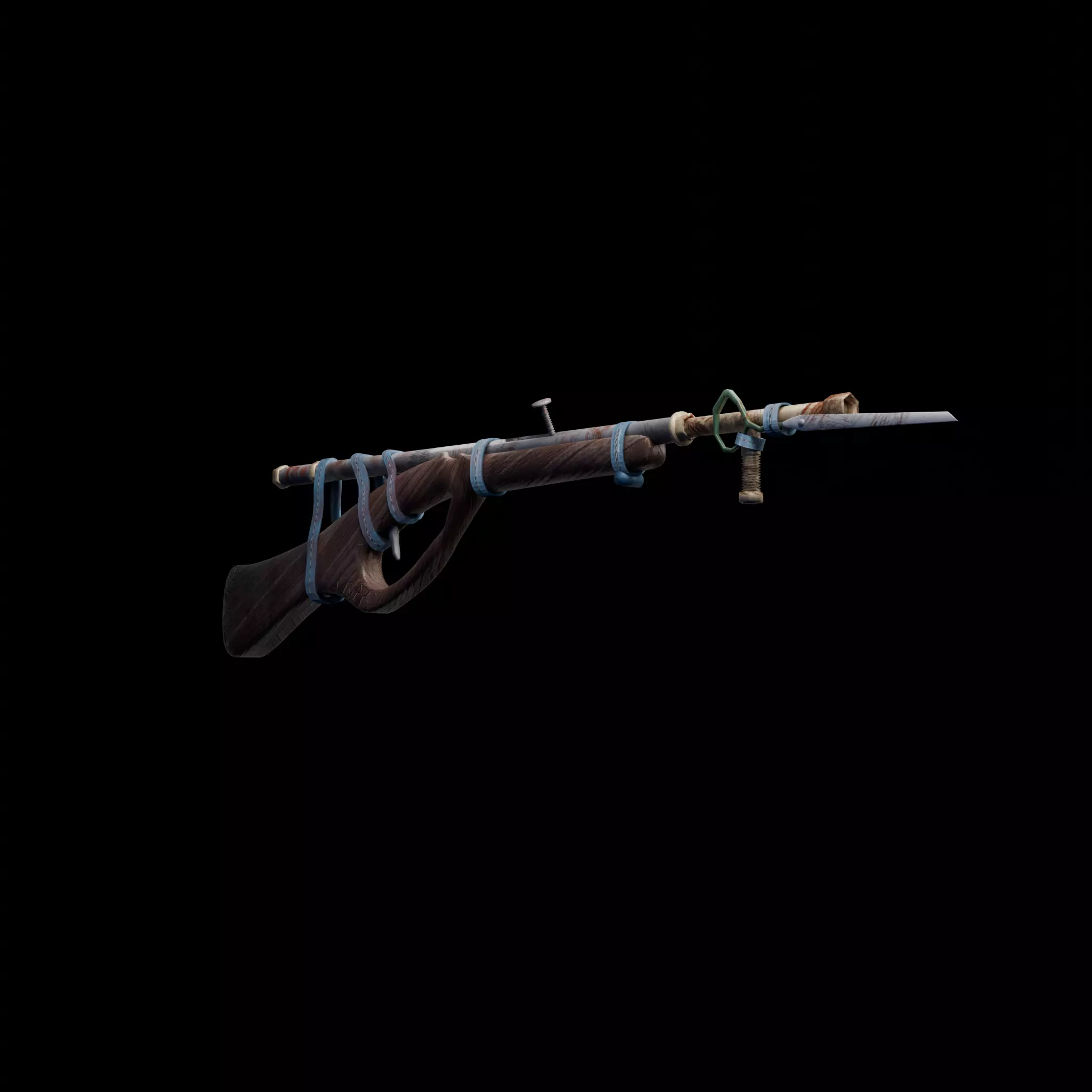 Rust Handmade Rifle Low-poly 3D model_0