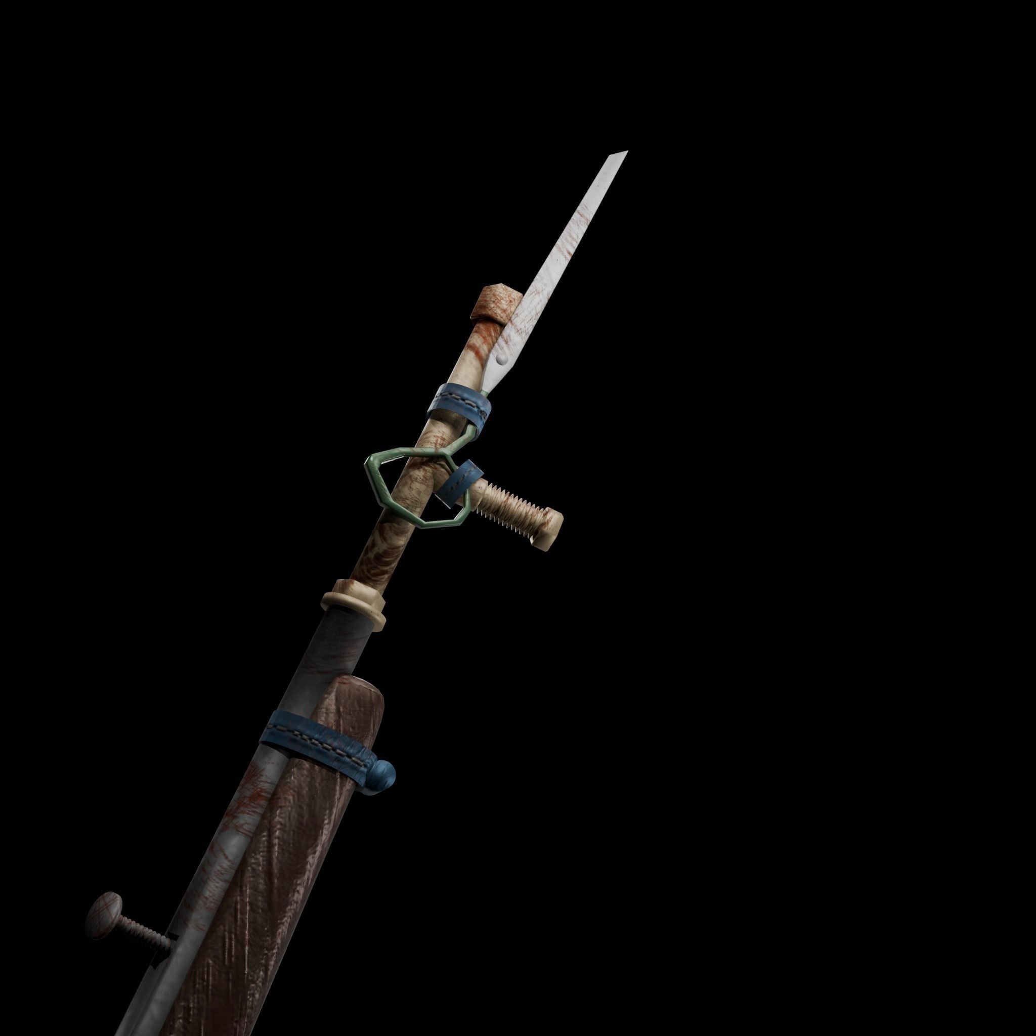 Rust Handmade Rifle Low-poly 3D model_4