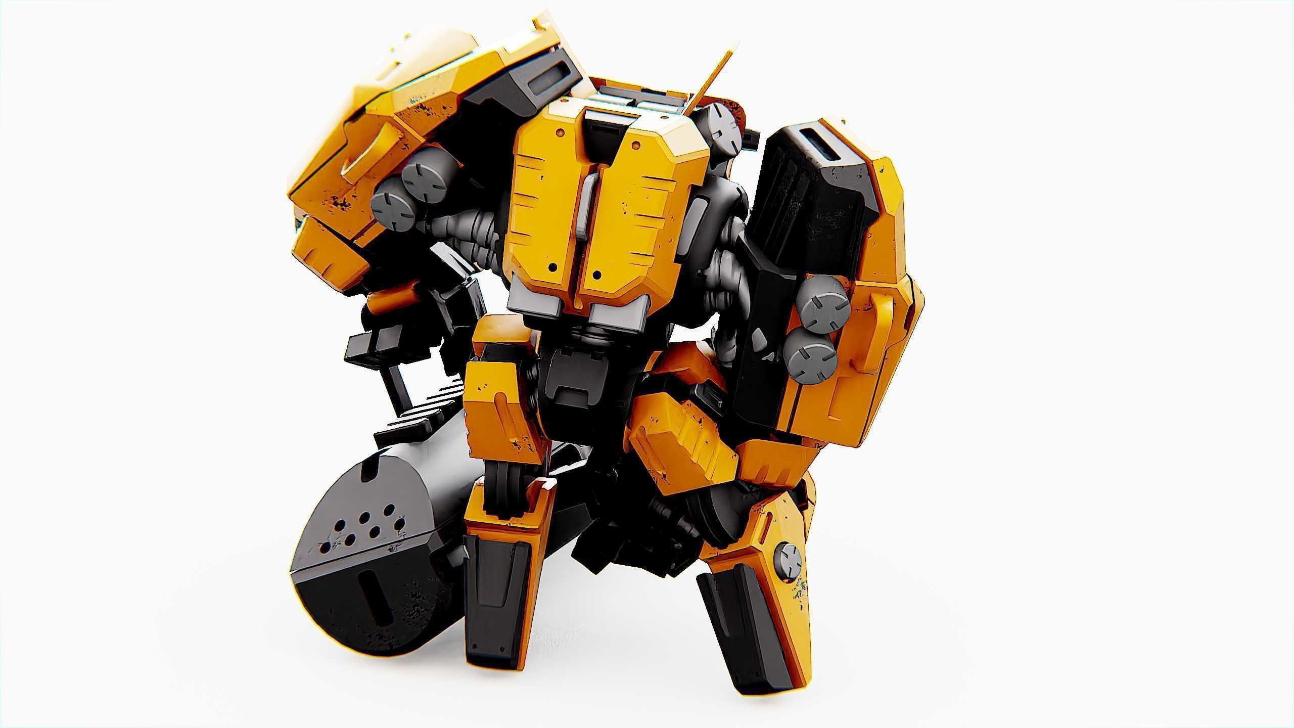 BIOMECH BOT Rigged for Unreal Engine - Unity - MIXAMO 3D model_12