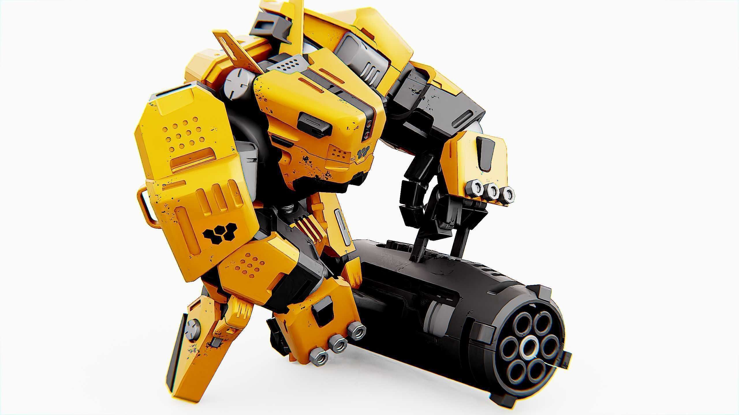 BIOMECH BOT Rigged for Unreal Engine - Unity - MIXAMO 3D model_16