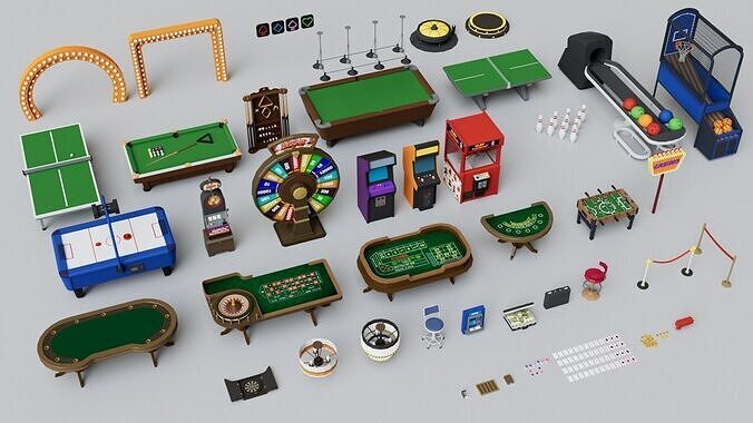 Casino Arcade Game Pack Collection Low-poly 3D model
