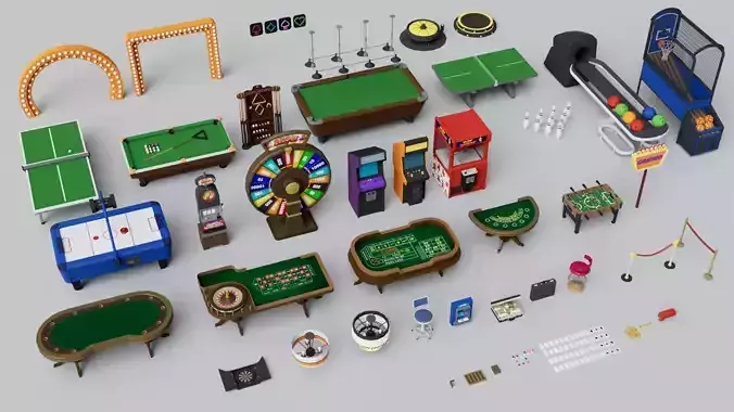 Casino Arcade Game Pack Collection Low-poly 3D model