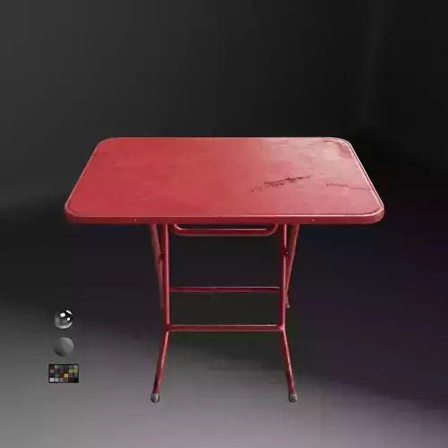 Thai Street Food Table Red 3D model