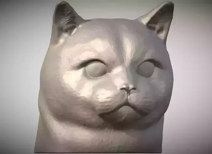 British Shorthair cat head for 3D printing