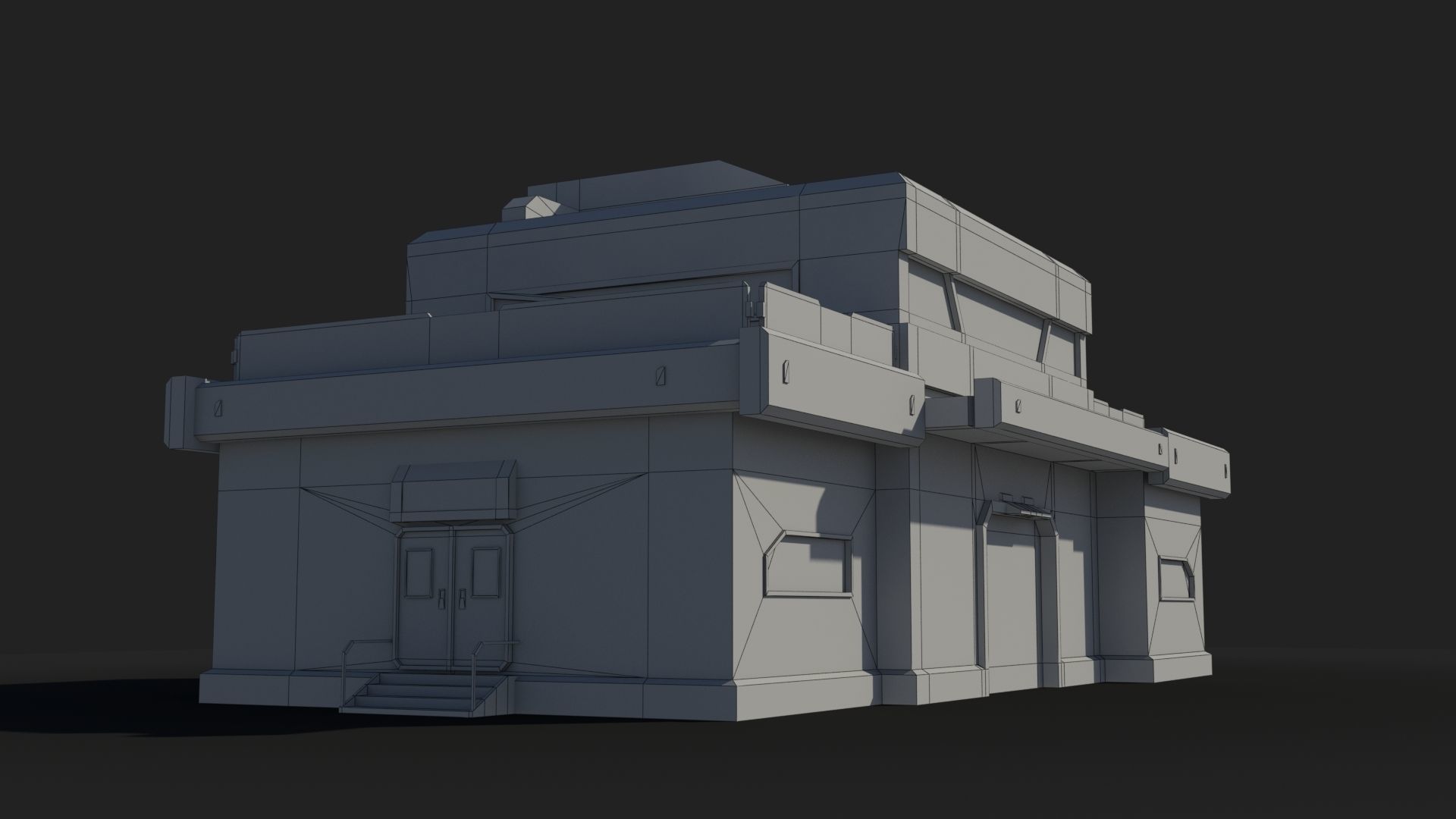 Factory Industrial Sci Fi x2 Low-poly 3D model_8