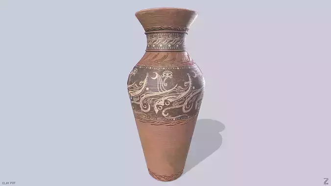 Clay pot Low-poly 3D model