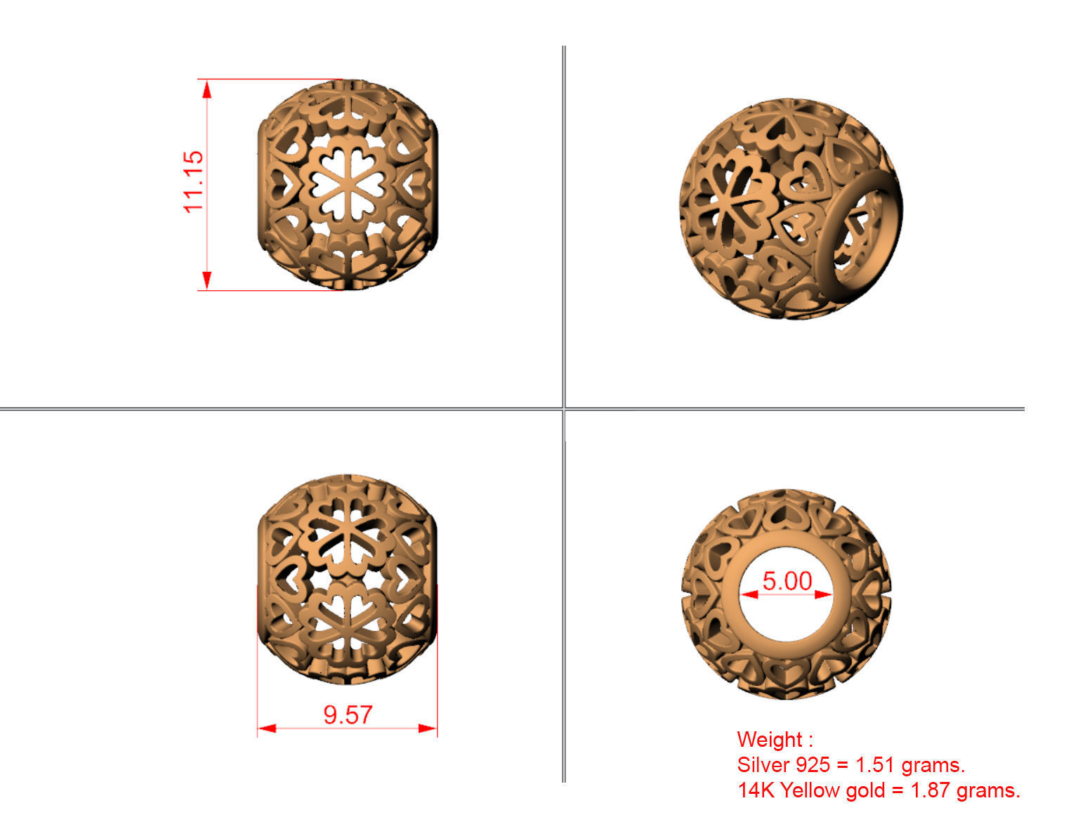 Flower Hollow charm foe 3D print 3D print model_1