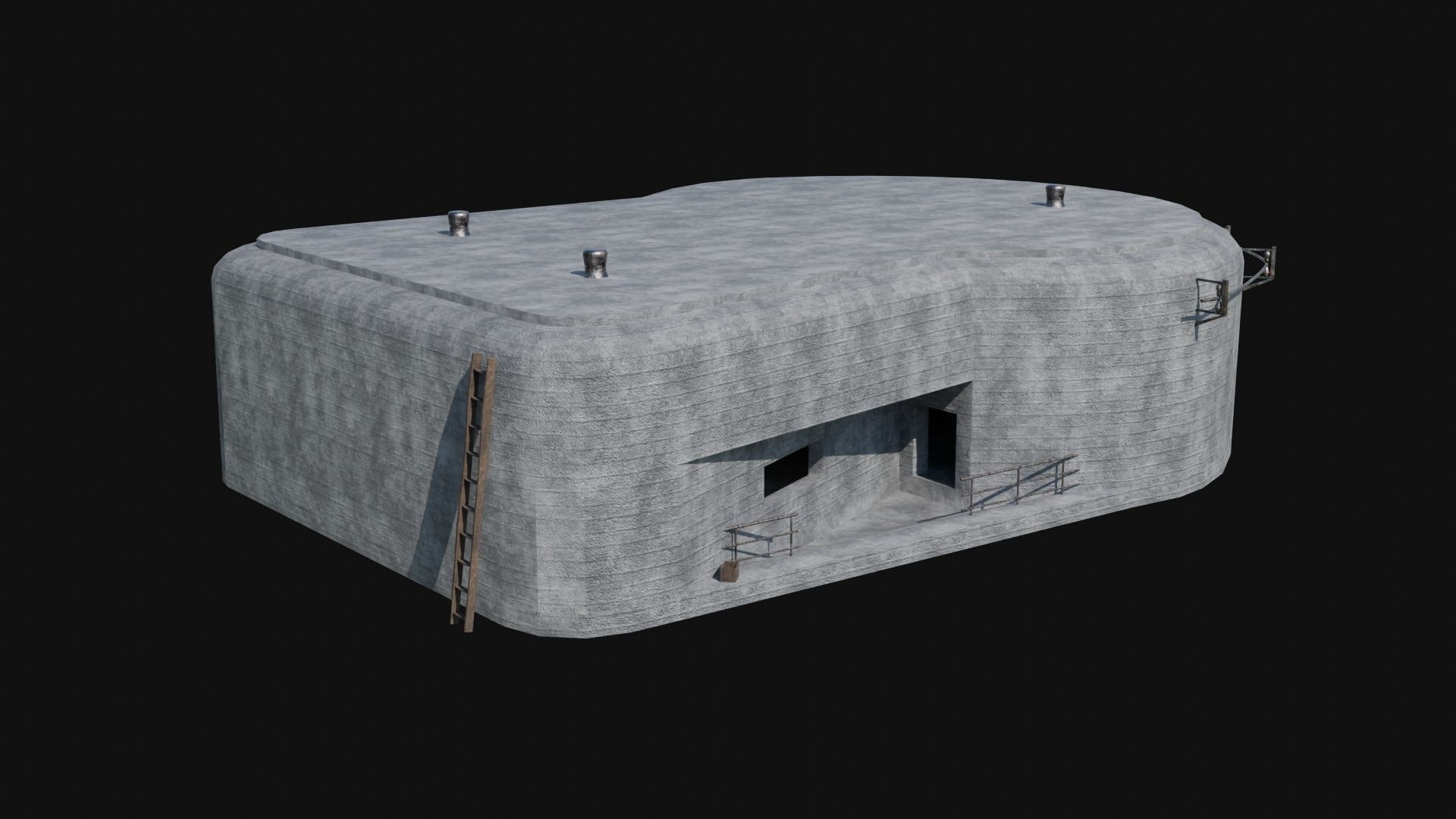 BUNKER MILITARY SHELTER POSTAPO HIDE HOUSE SURVIVAL COLLECTION Low-poly 3D model_21