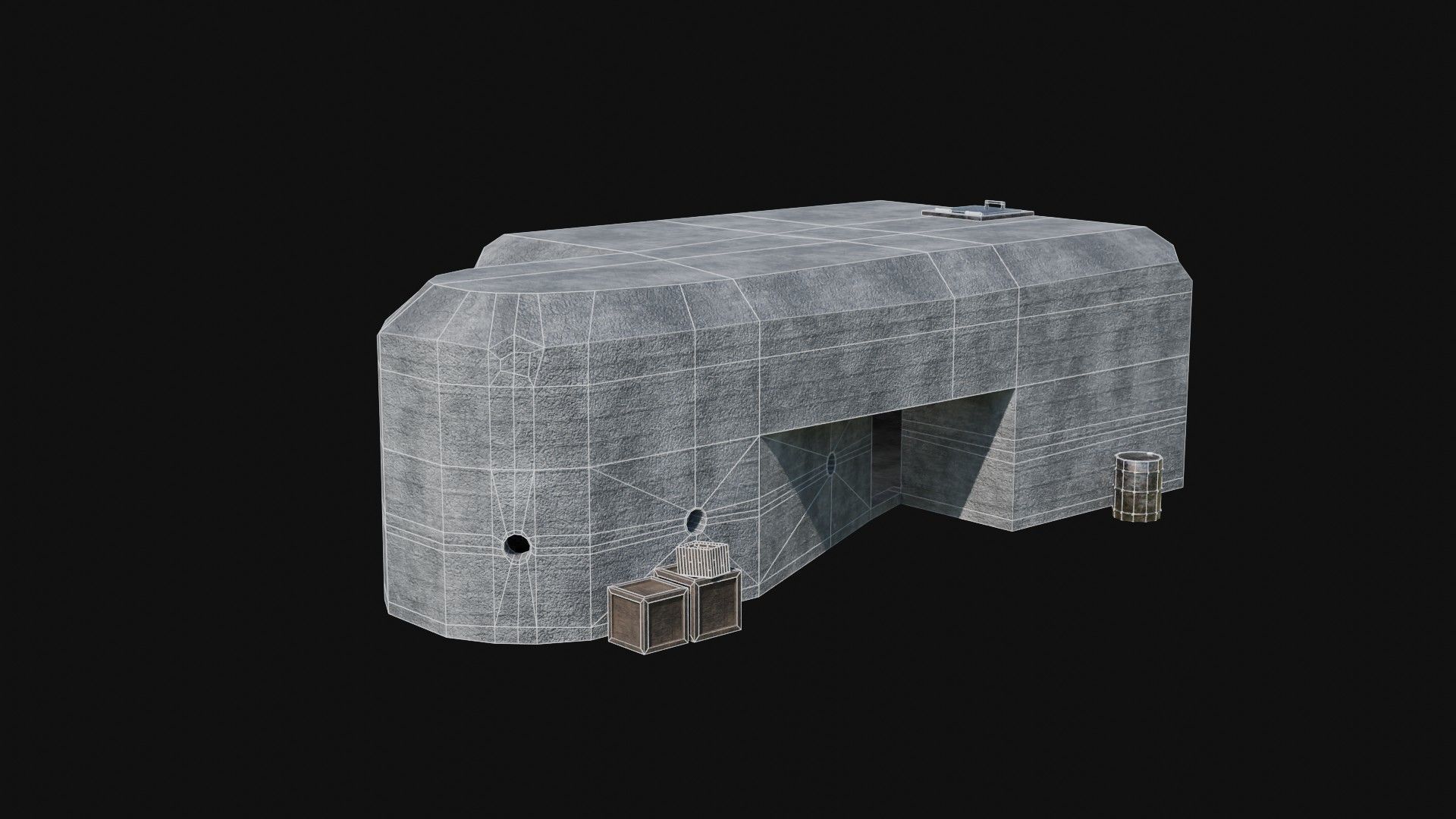 BUNKER MILITARY SHELTER POSTAPO HIDE HOUSE SURVIVAL COLLECTION Low-poly 3D model_30