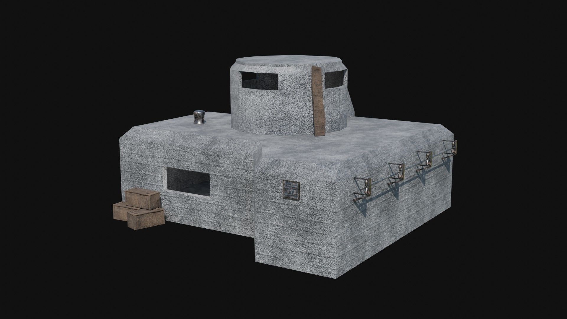 BUNKER MILITARY SHELTER POSTAPO HIDE HOUSE SURVIVAL COLLECTION Low-poly 3D model_37
