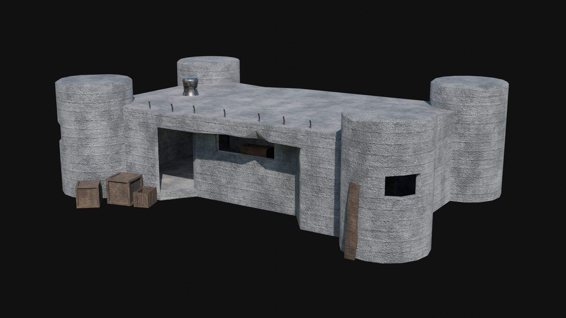 BUNKER MILITARY SHELTER POSTAPO HIDE HOUSE SURVIVAL COLLECTION Low-poly 3D model_43