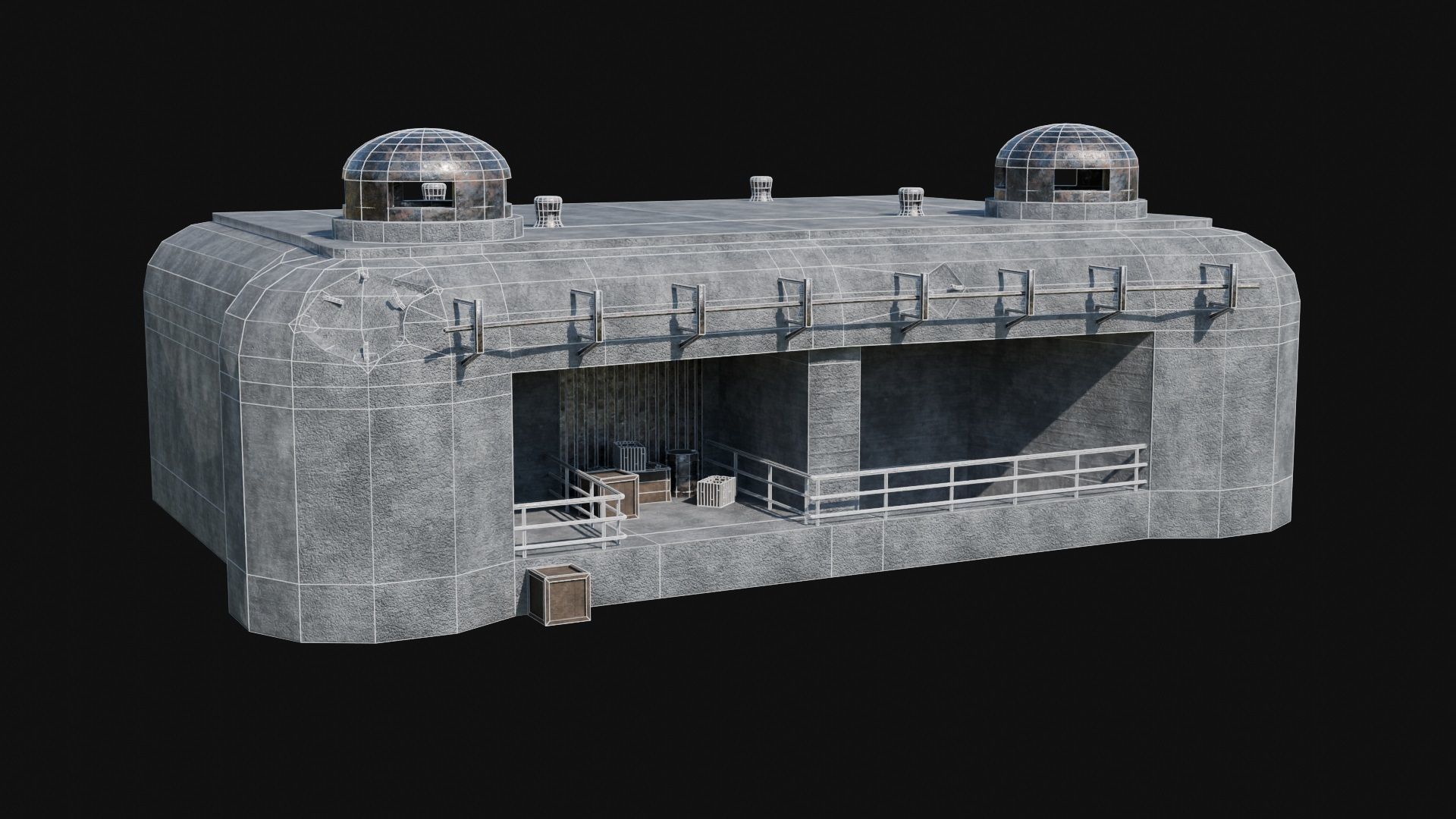 BUNKER MILITARY SHELTER POSTAPO HIDE HOUSE SURVIVAL COLLECTION Low-poly 3D model_6