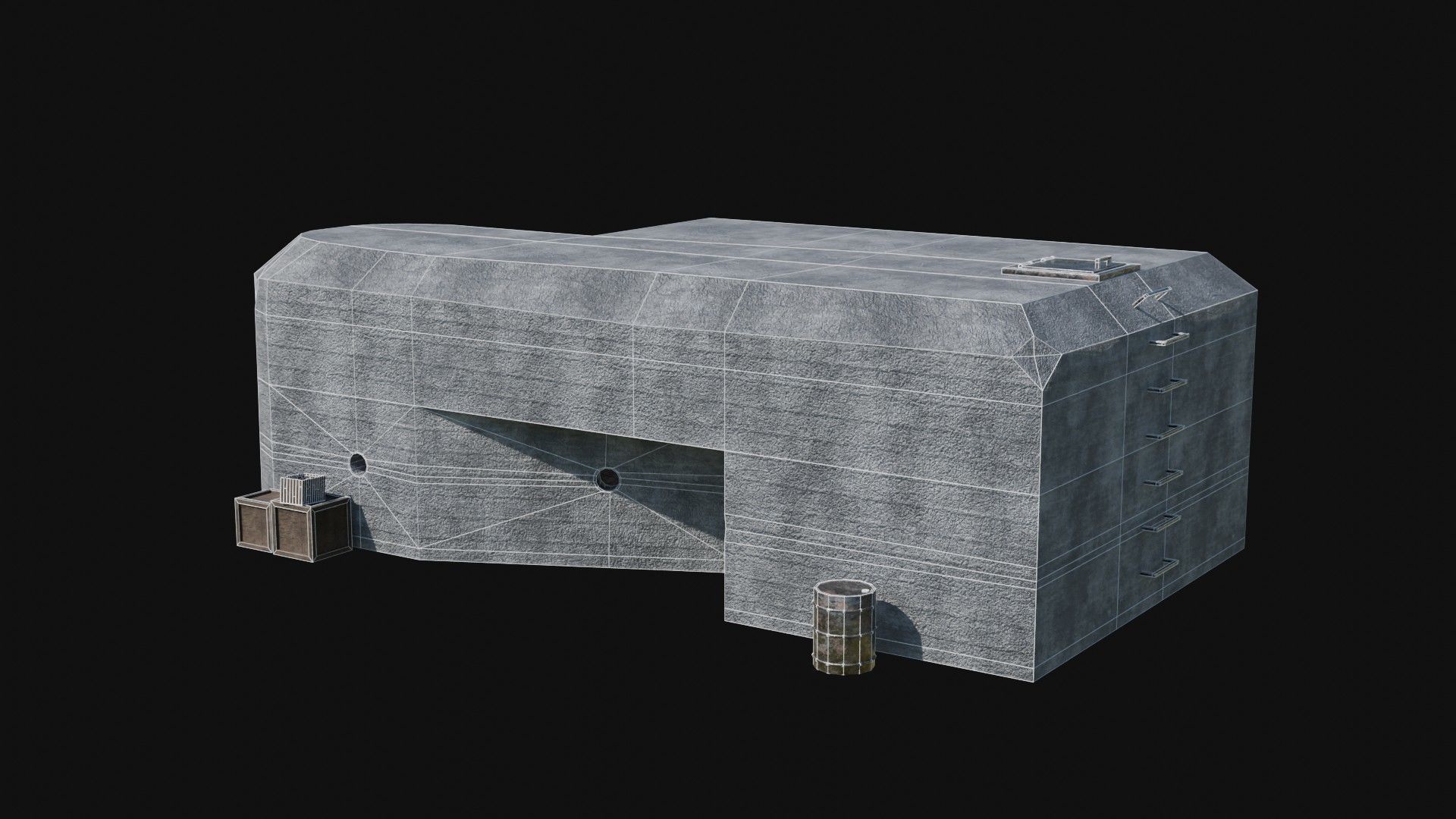BUNKER MILITARY SHELTER POSTAPO HIDE HOUSE SURVIVAL COLLECTION Low-poly 3D model_28