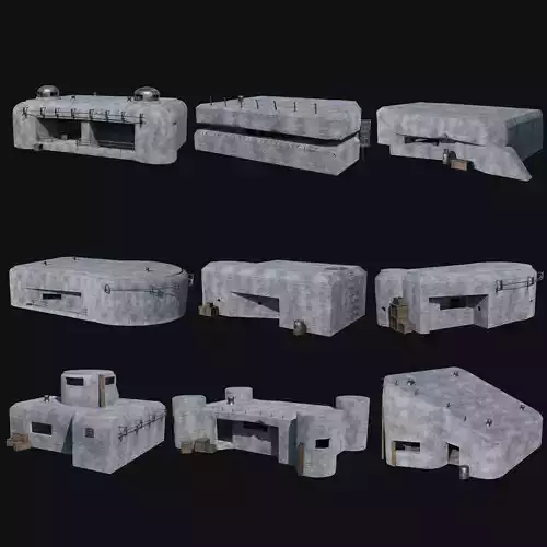 BUNKER MILITARY SHELTER POSTAPO HIDE HOUSE SURVIVAL COLLECTION Low-poly 3D model