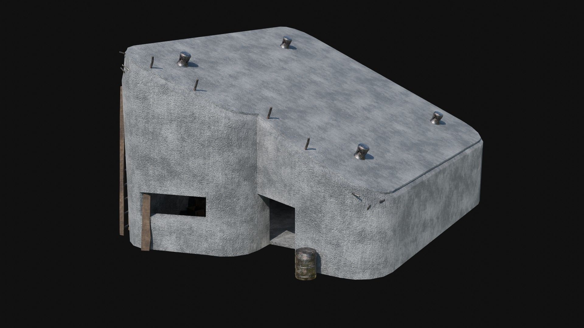 BUNKER MILITARY SHELTER POSTAPO HIDE HOUSE SURVIVAL COLLECTION Low-poly 3D model_49