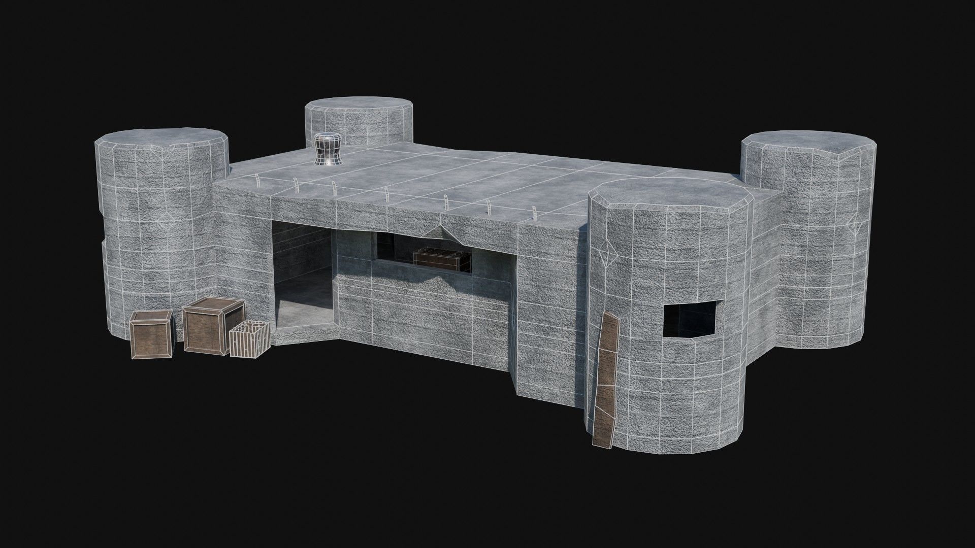 BUNKER MILITARY SHELTER POSTAPO HIDE HOUSE SURVIVAL COLLECTION Low-poly 3D model_46