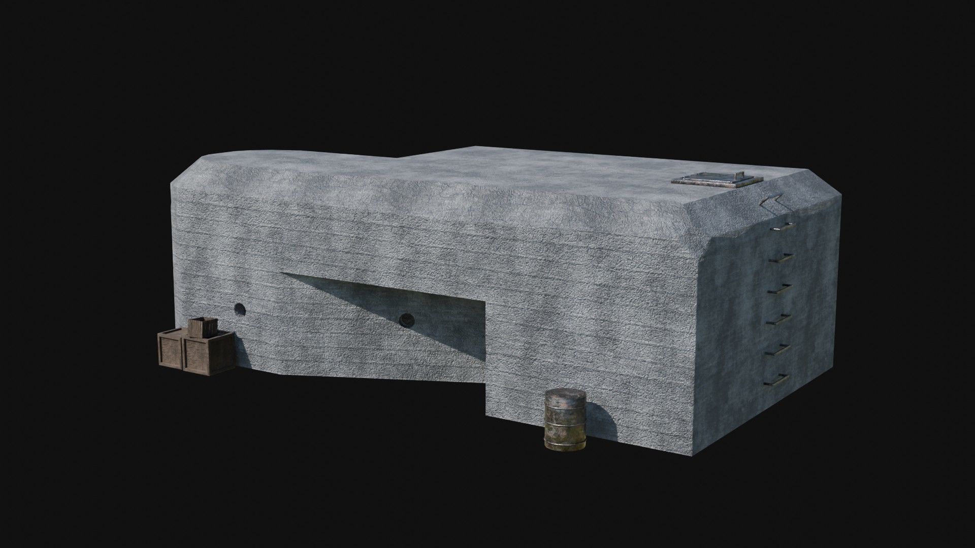 BUNKER MILITARY SHELTER POSTAPO HIDE HOUSE SURVIVAL COLLECTION Low-poly 3D model_25