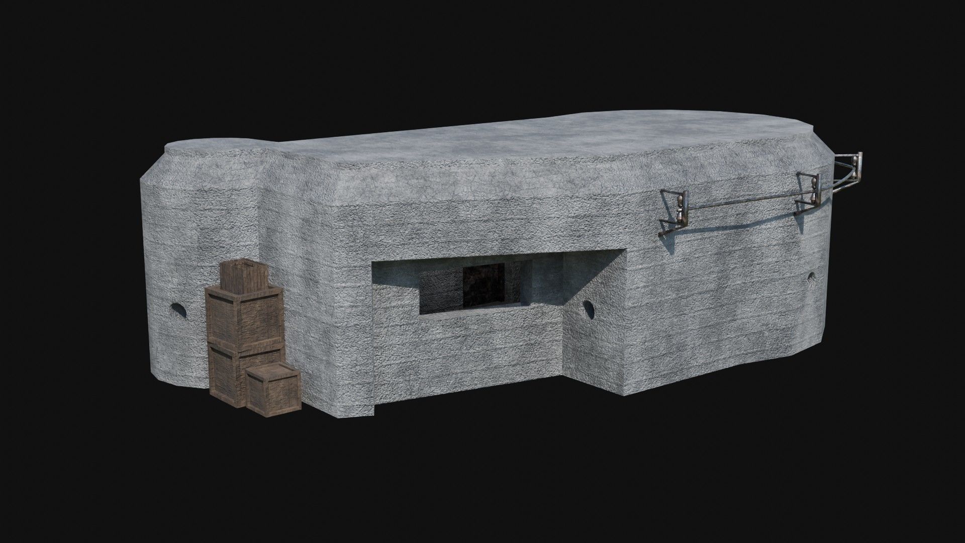 BUNKER MILITARY SHELTER POSTAPO HIDE HOUSE SURVIVAL COLLECTION Low-poly 3D model_31