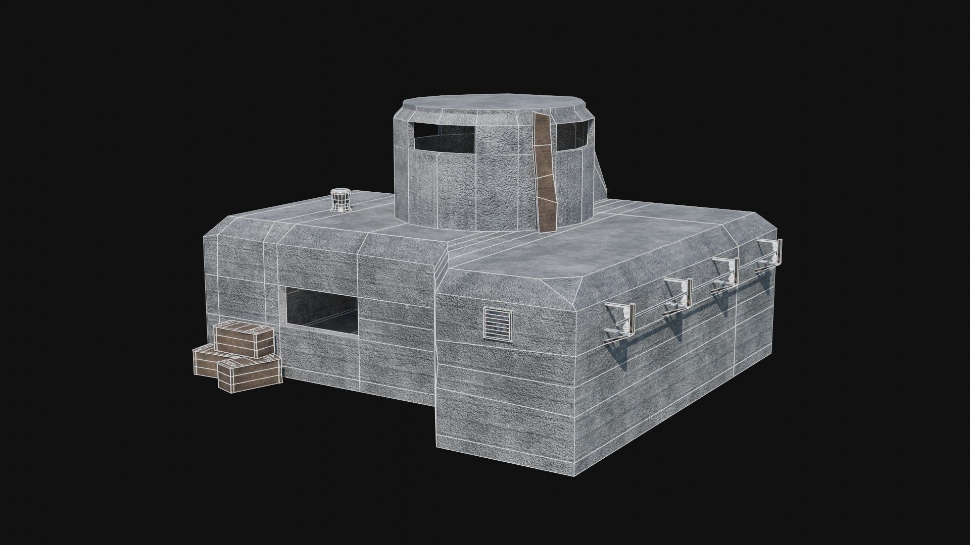BUNKER MILITARY SHELTER POSTAPO HIDE HOUSE SURVIVAL COLLECTION Low-poly 3D model_40