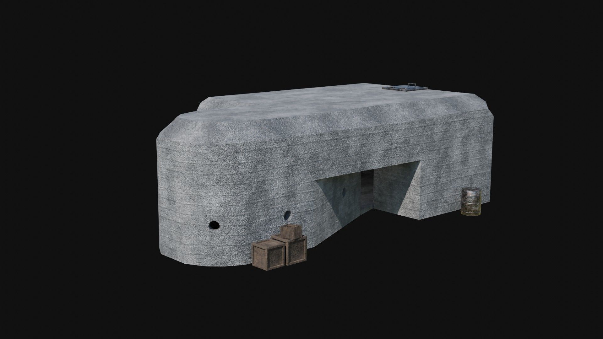 BUNKER MILITARY SHELTER POSTAPO HIDE HOUSE SURVIVAL COLLECTION Low-poly 3D model_27