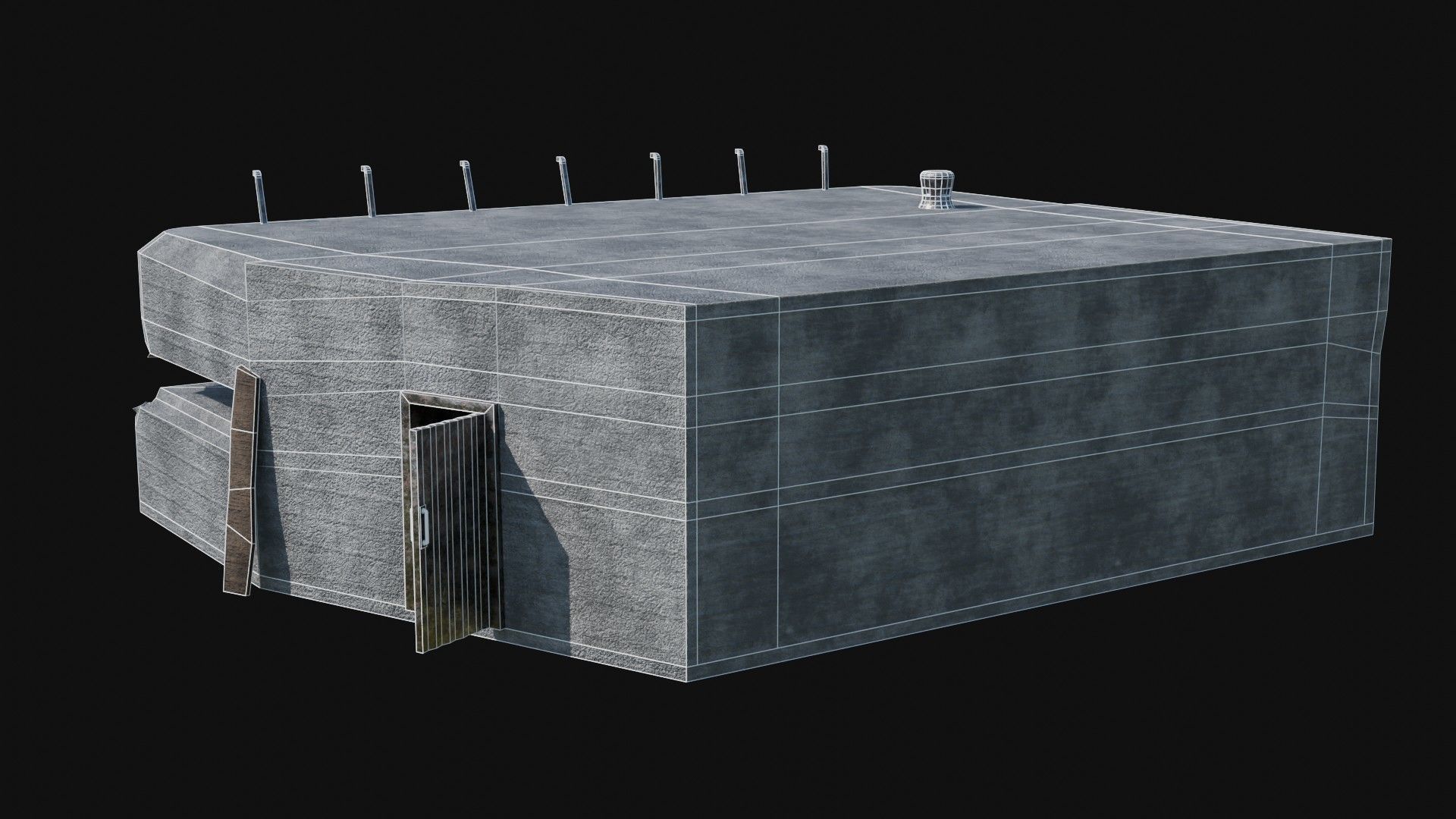 BUNKER MILITARY SHELTER POSTAPO HIDE HOUSE SURVIVAL COLLECTION Low-poly 3D model_11