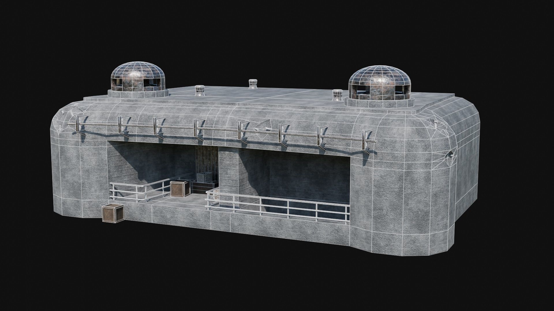 BUNKER MILITARY SHELTER POSTAPO HIDE HOUSE SURVIVAL COLLECTION Low-poly 3D model_4