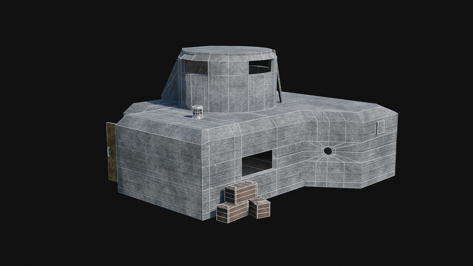 BUNKER MILITARY SHELTER POSTAPO HIDE HOUSE SURVIVAL COLLECTION Low-poly 3D model_42