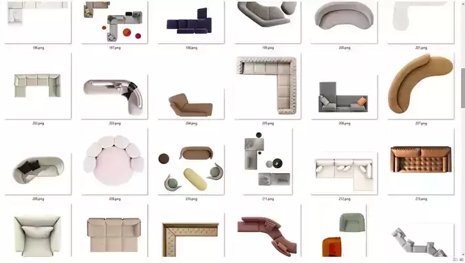 FLOOR PLAN 2d furniture top view 3D render realistic  3D model