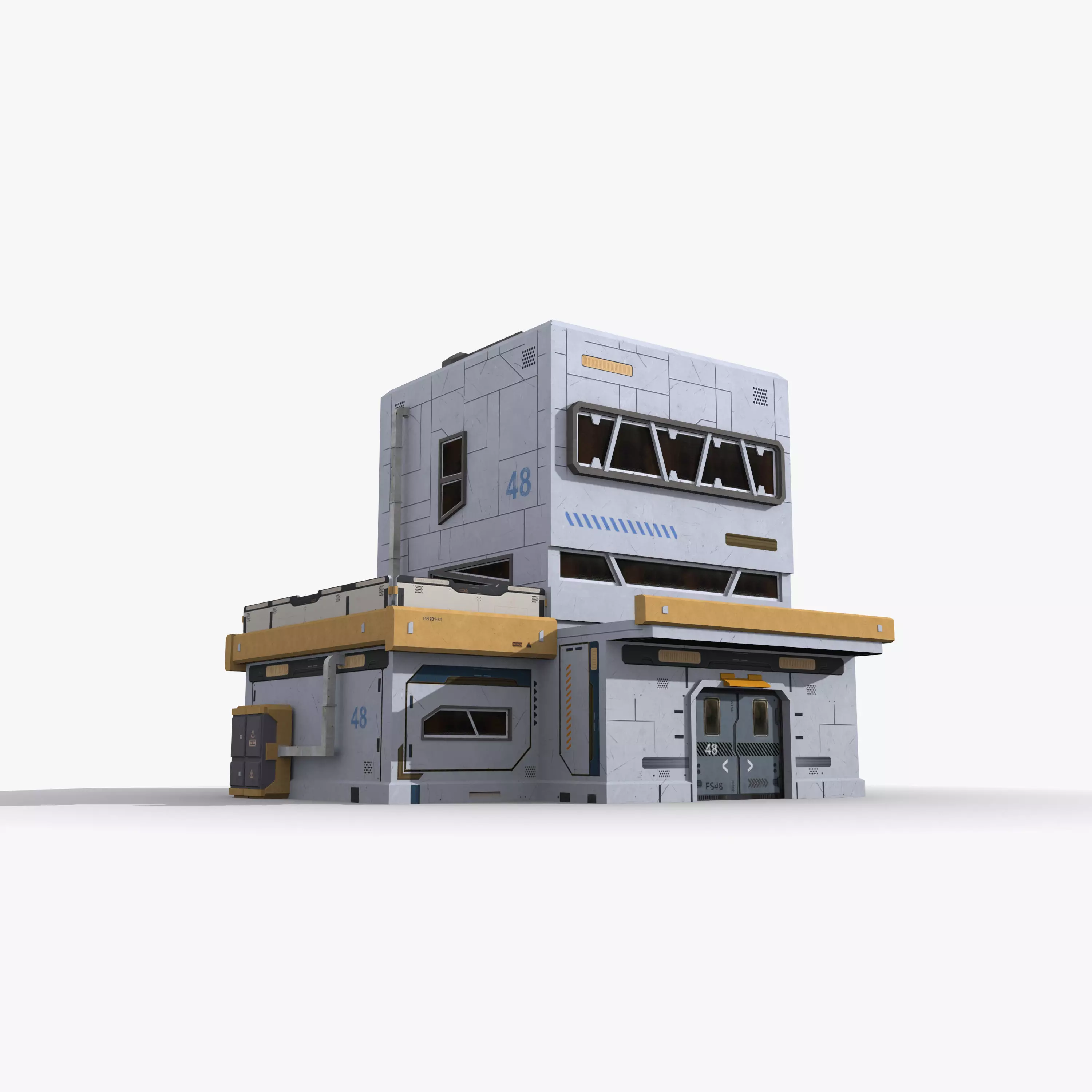 Factory Industrial Sci Fi x3 Low-poly 3D model_0