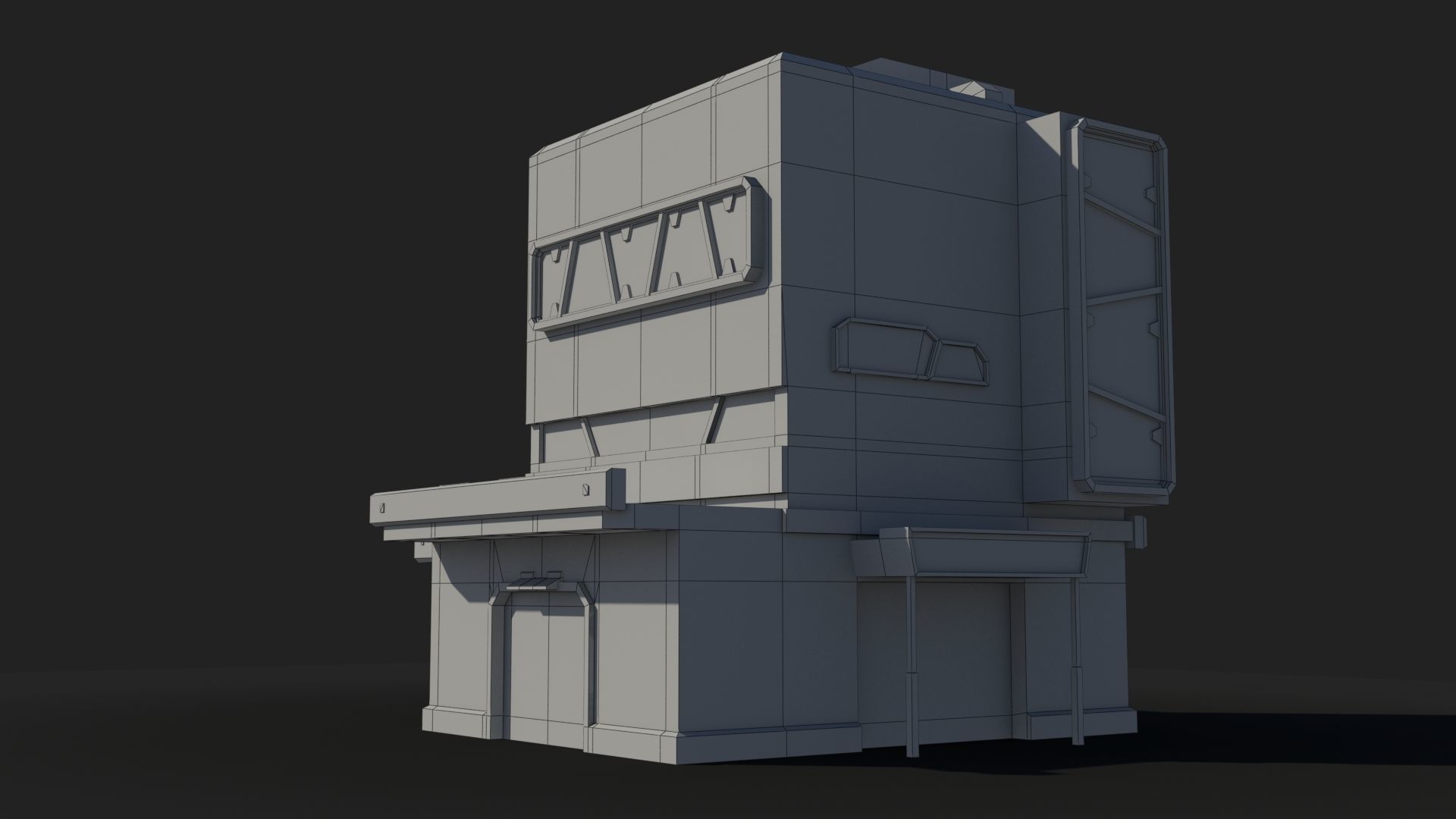 Factory Industrial Sci Fi x3 Low-poly 3D model_7