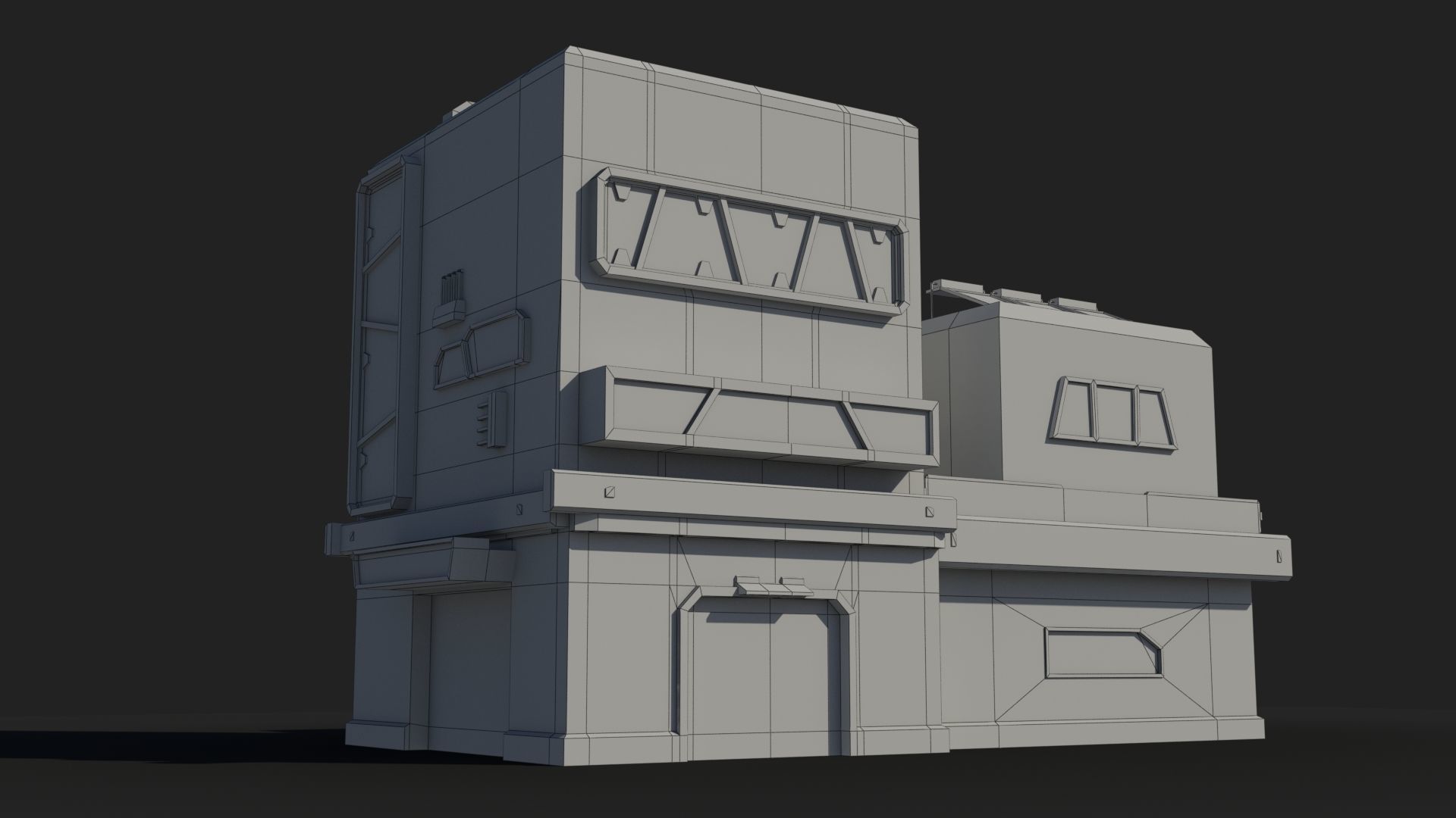 Factory Industrial Sci Fi x4 Low-poly 3D model_7