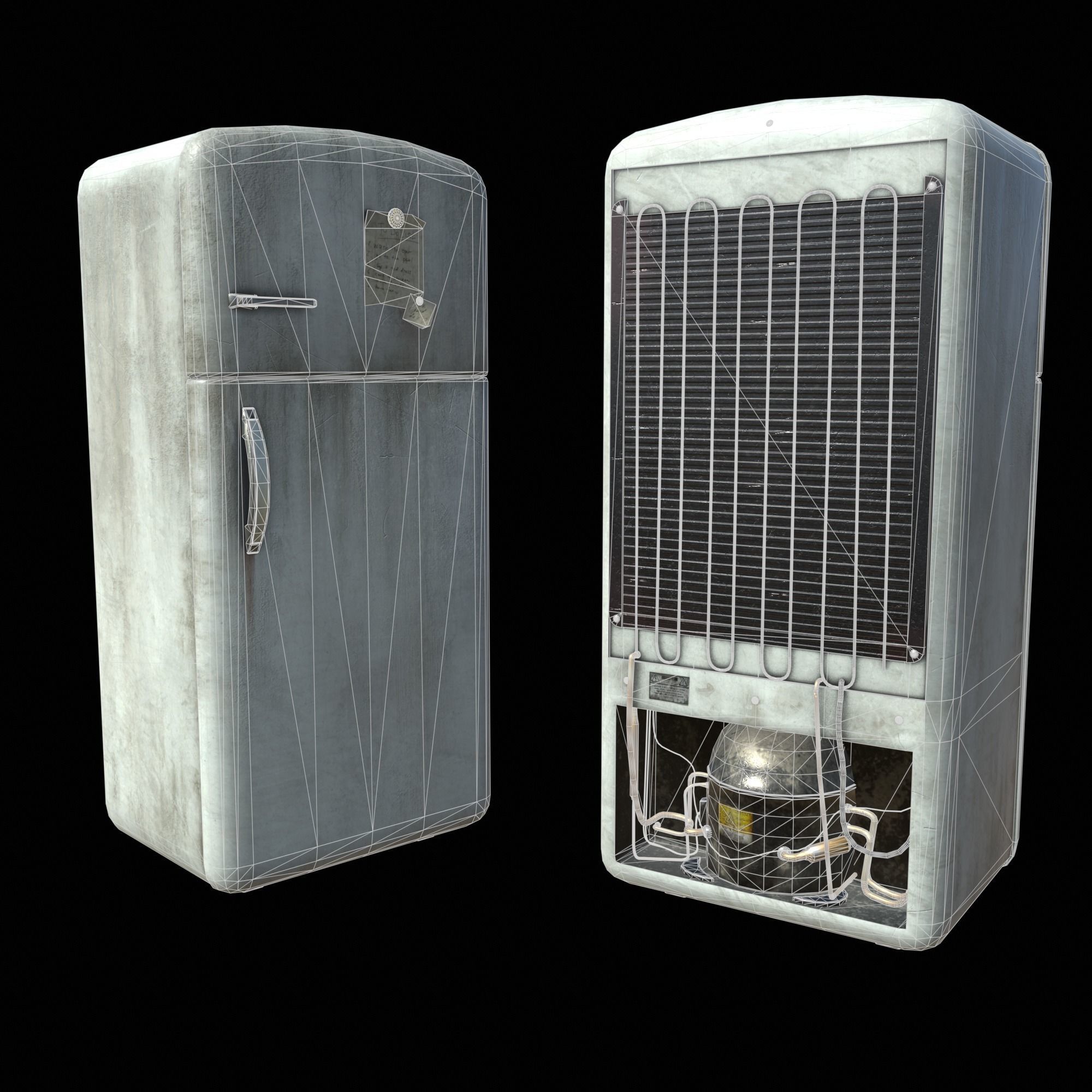 Prop - Old Refrigerator - Low Poly 3D Model Low-poly 3D model_1