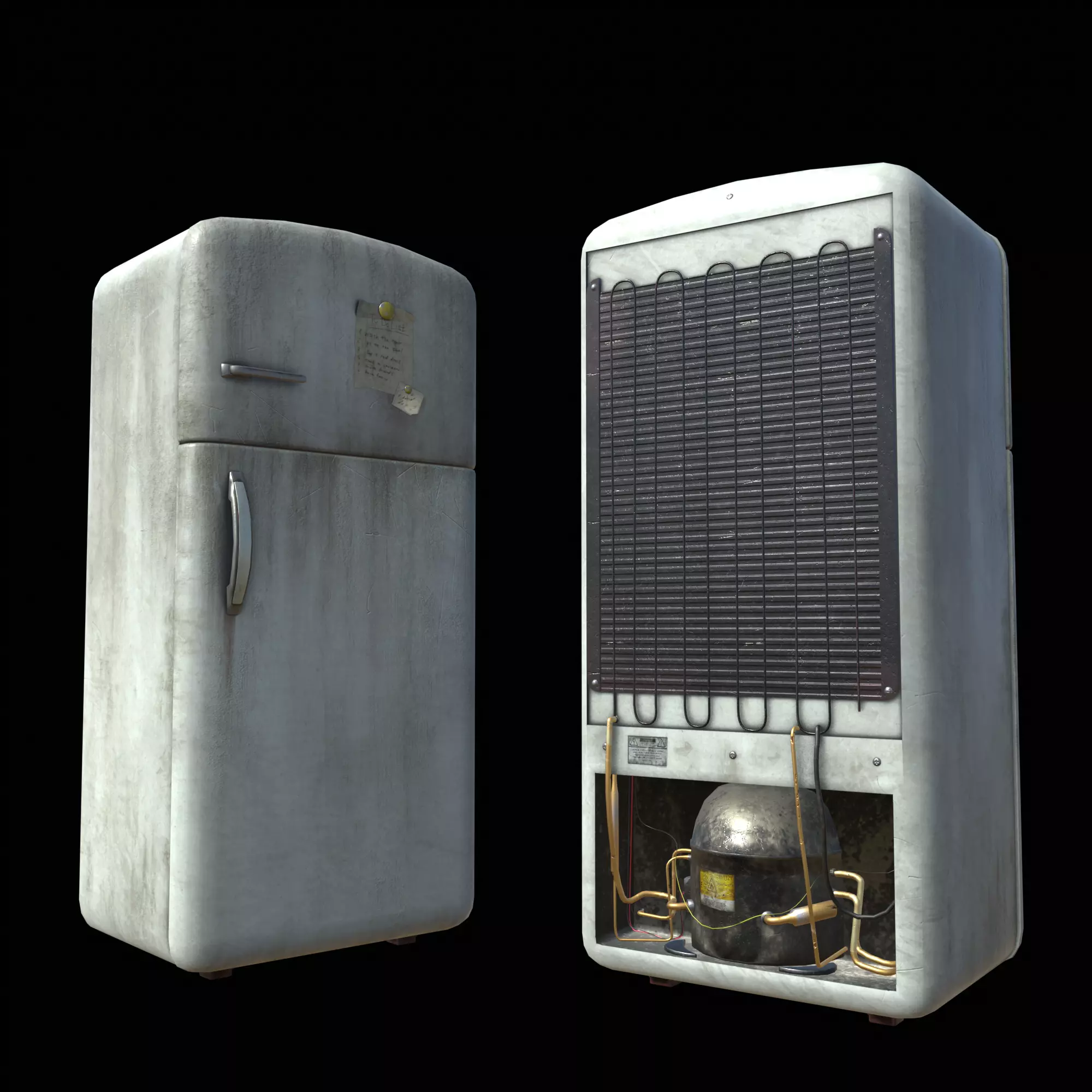 Prop - Old Refrigerator - Low Poly 3D Model Low-poly 3D model_0