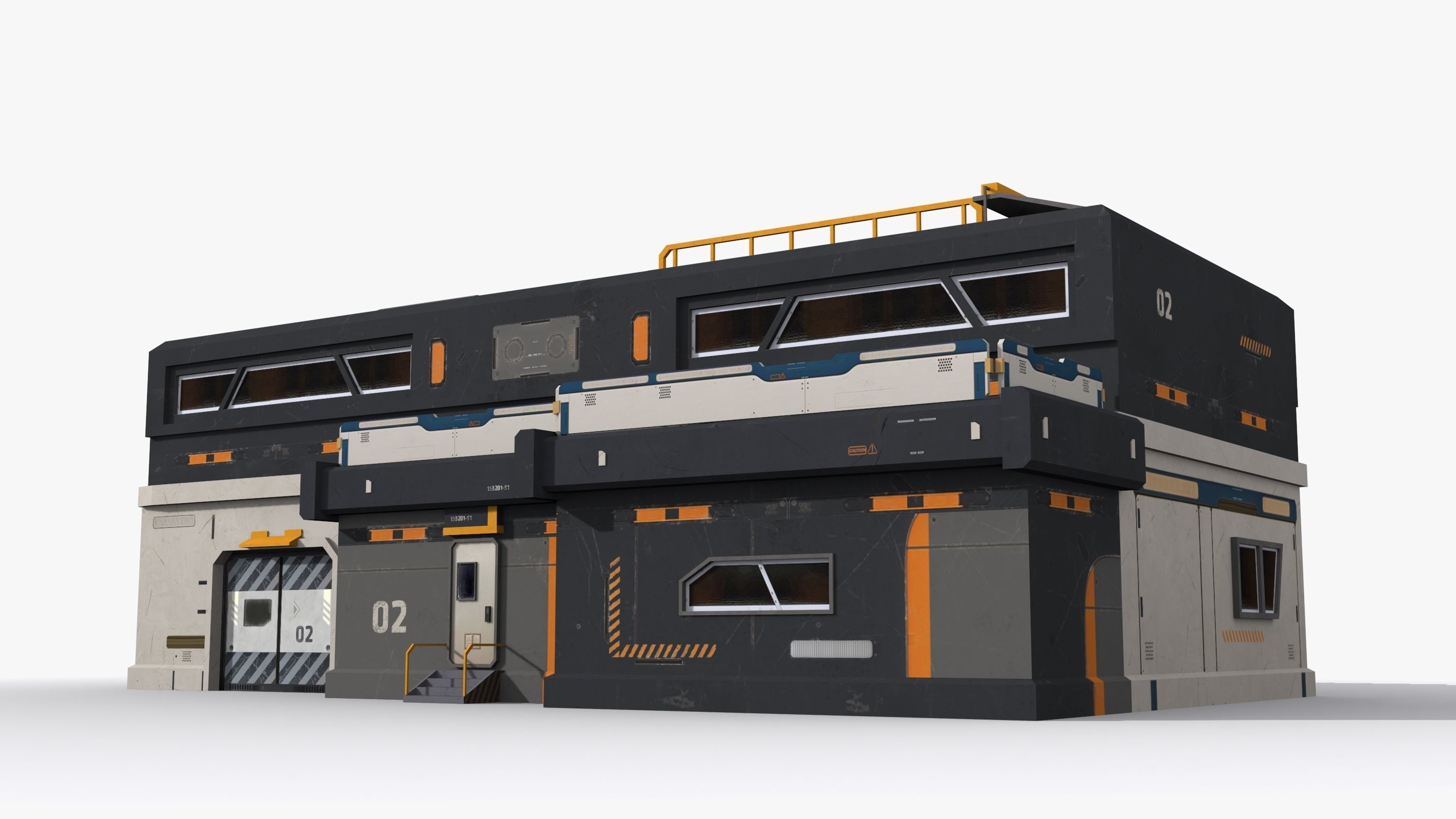 Factory Industrial Sci Fi x5 Low-poly 3D model_2