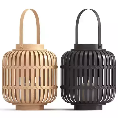 NATURAL BAMBOO HURRICANE LANTERN