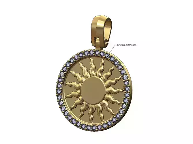 Sun diamond pendant with bail