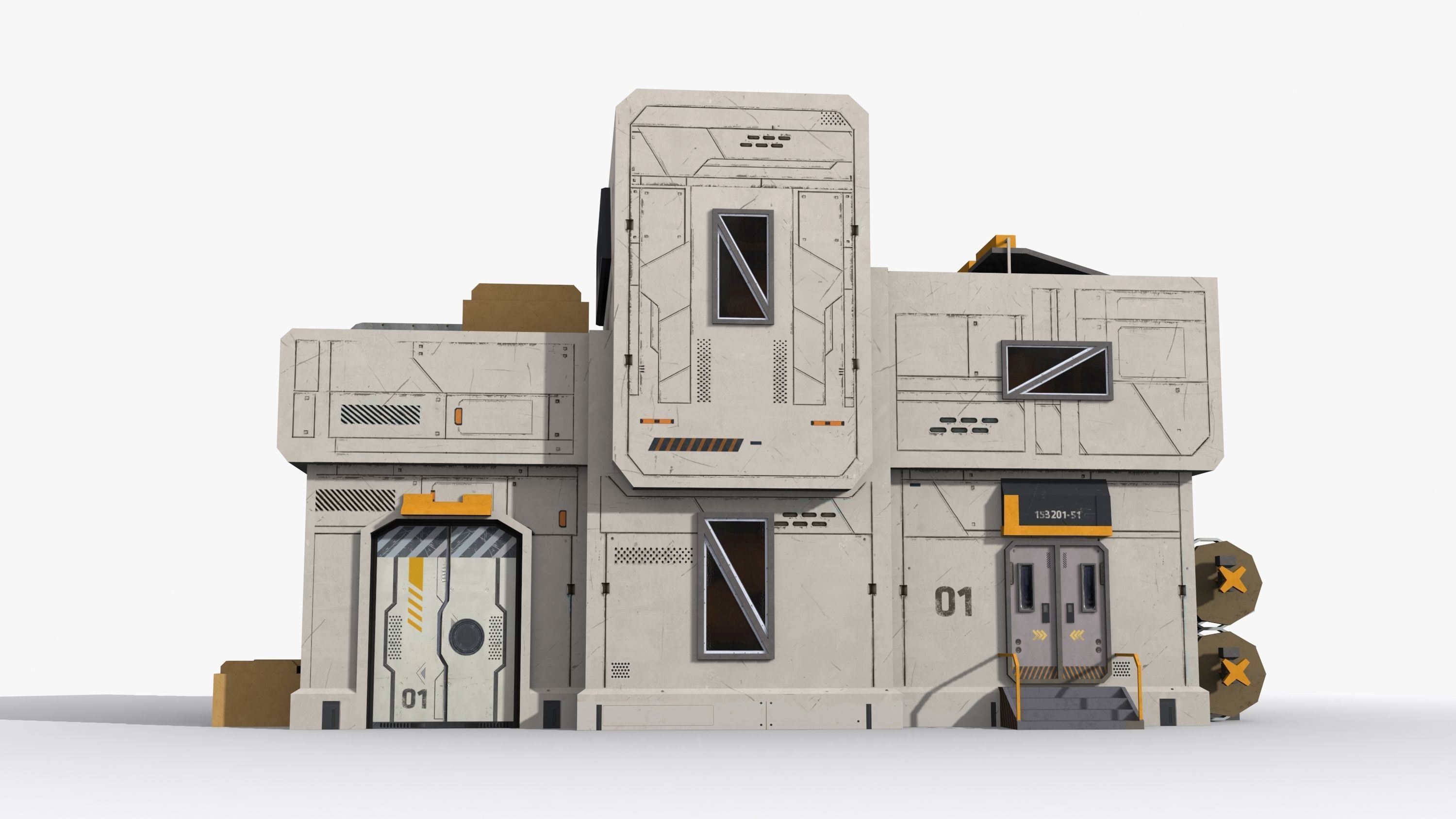 Factory Industrial Sci Fi x20 Low-poly 3D model_1