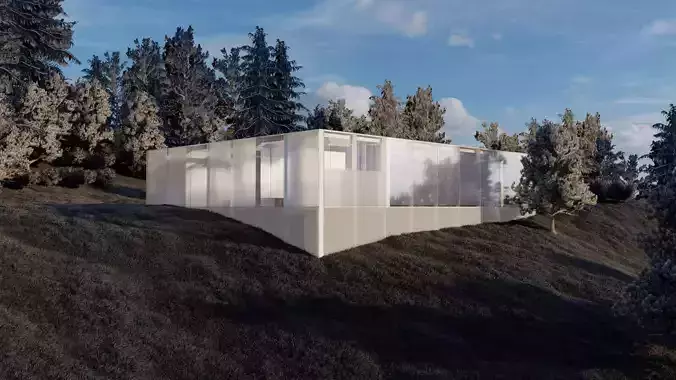 Modern Glass House 3D model