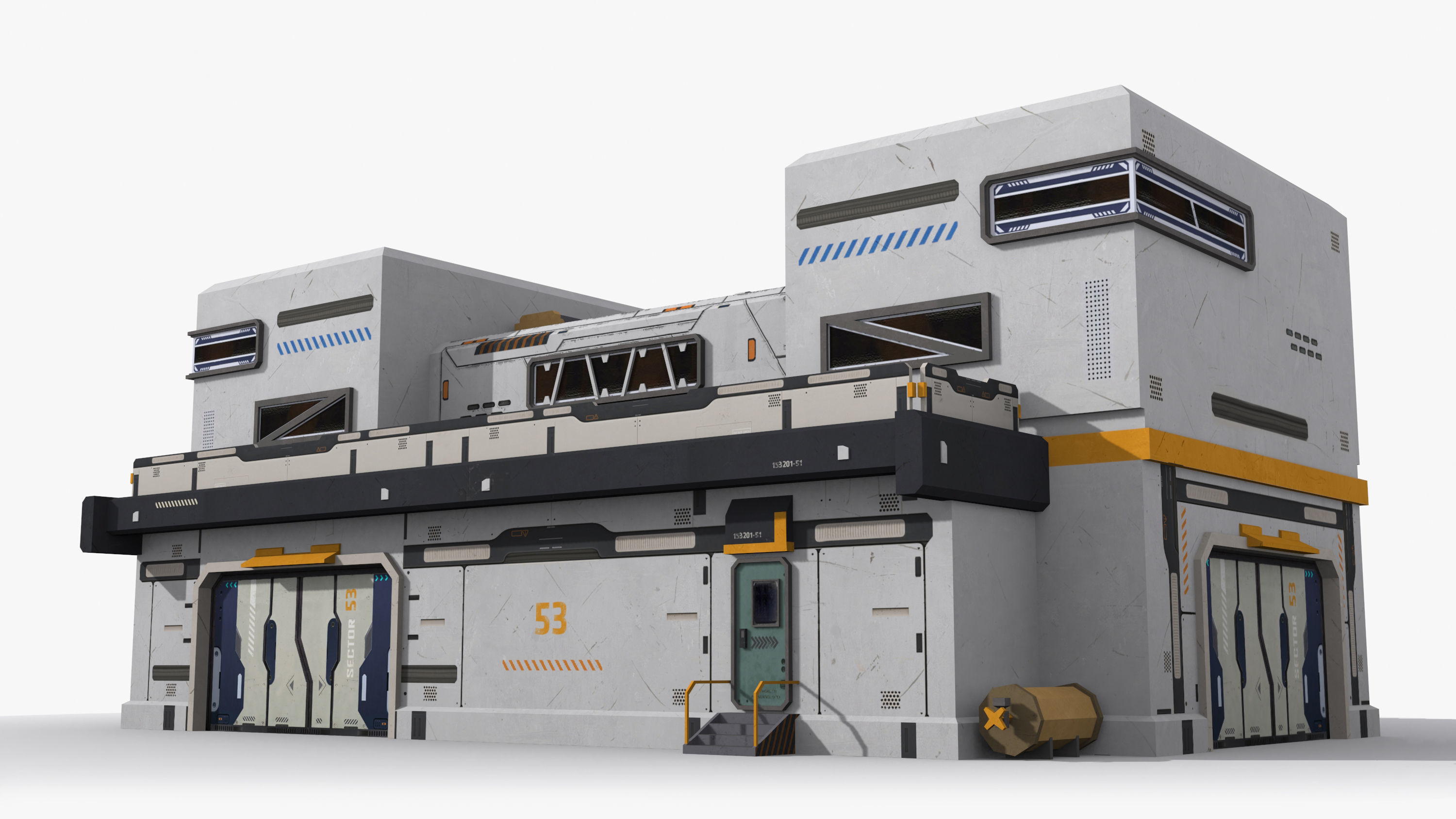 Factory Industrial Sci Fi x22 Low-poly 3D model_2