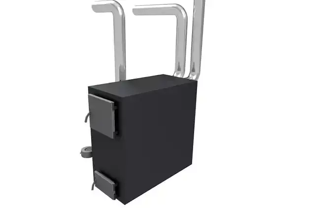 Solid fuel pyrolysis convection boiler 3D model