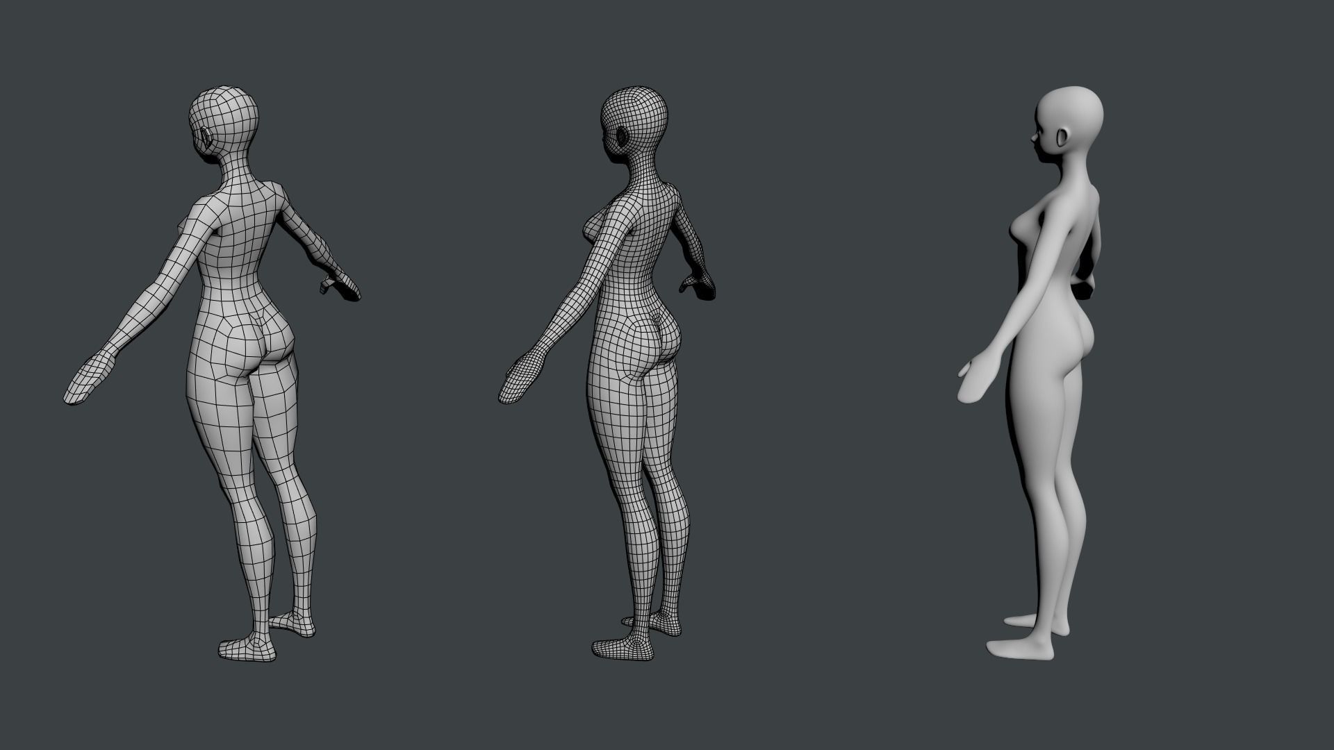 Stylized Female 02 Base Mesh 3D model_16