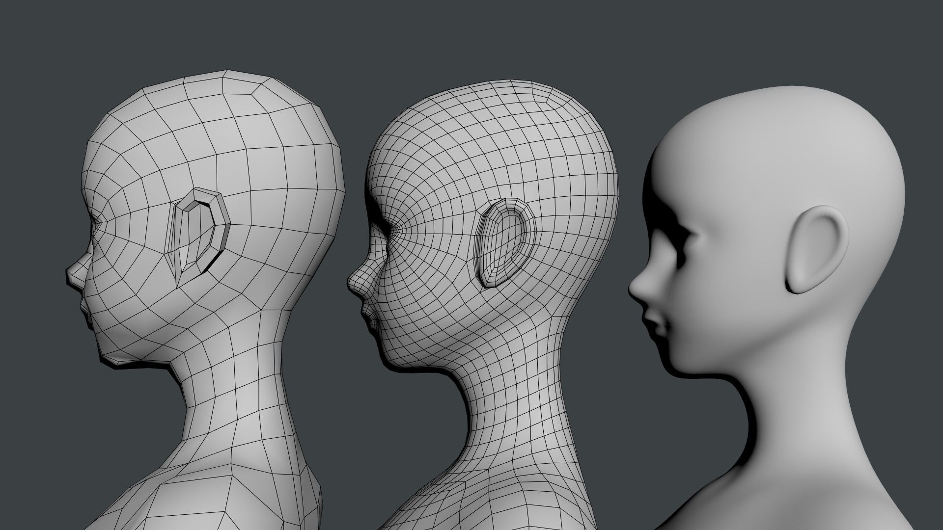 Stylized Female 02 Base Mesh 3D model_23