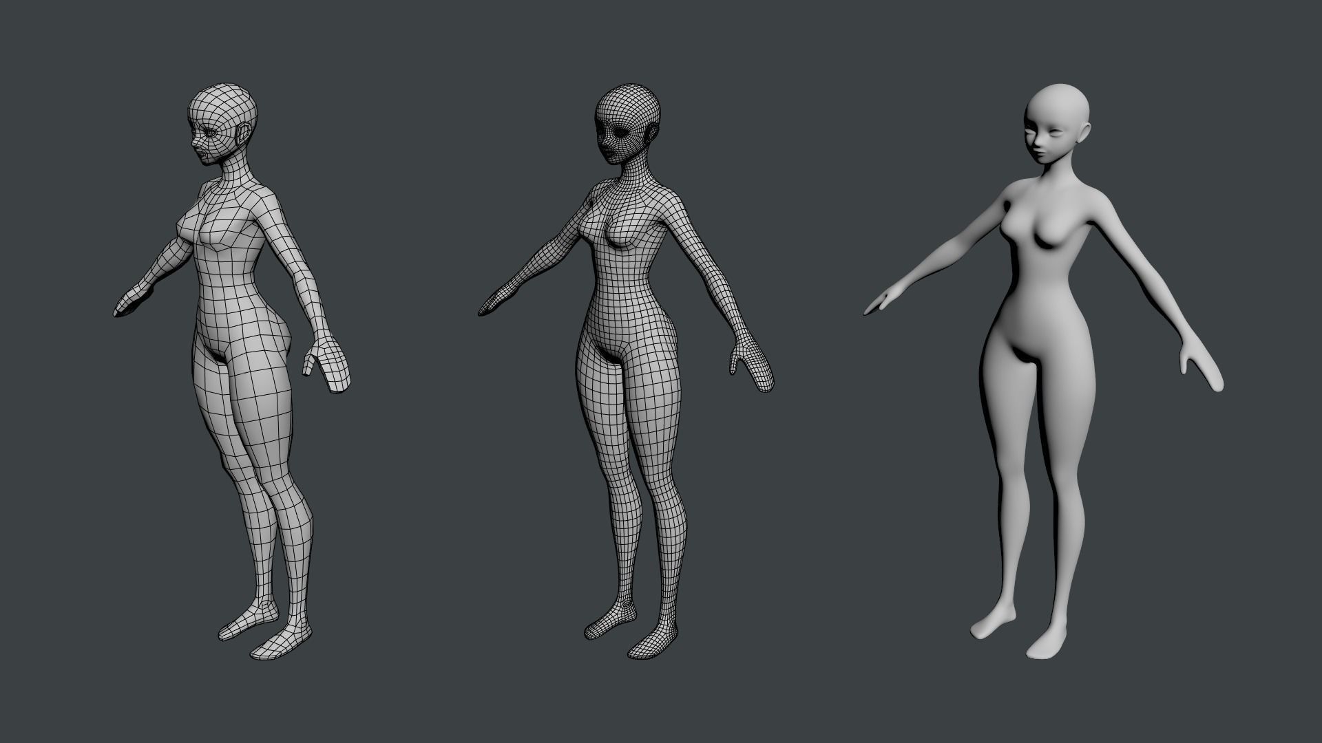Stylized Female 02 Base Mesh 3D model_18