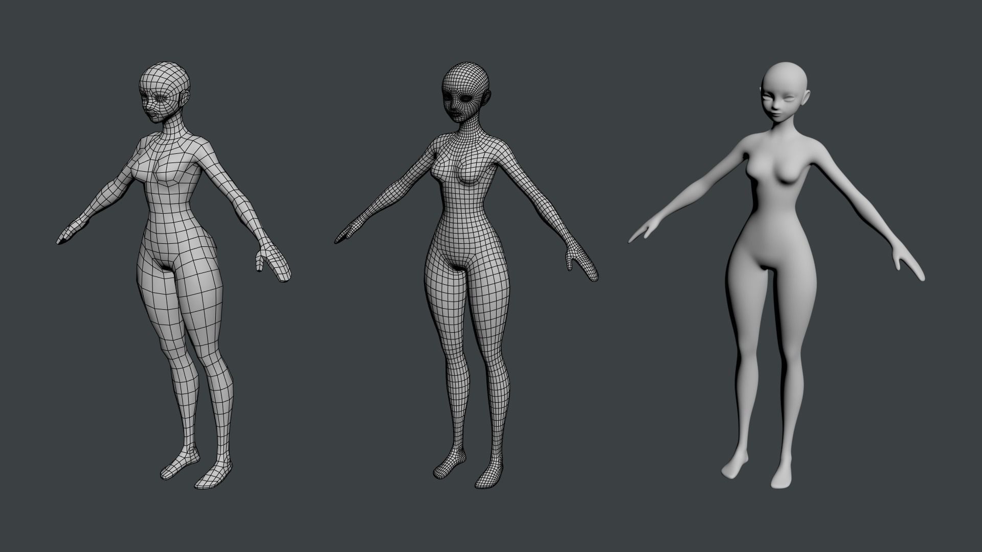 Stylized Female 02 Base Mesh 3D model_10